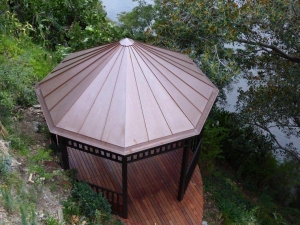 Copper Standing Seam Gazebo Roof (including copper gutters)